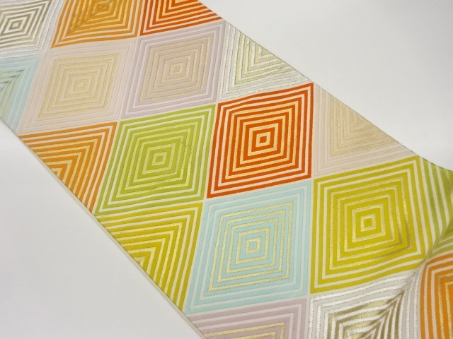 子持ち菱模様織出し袋帯